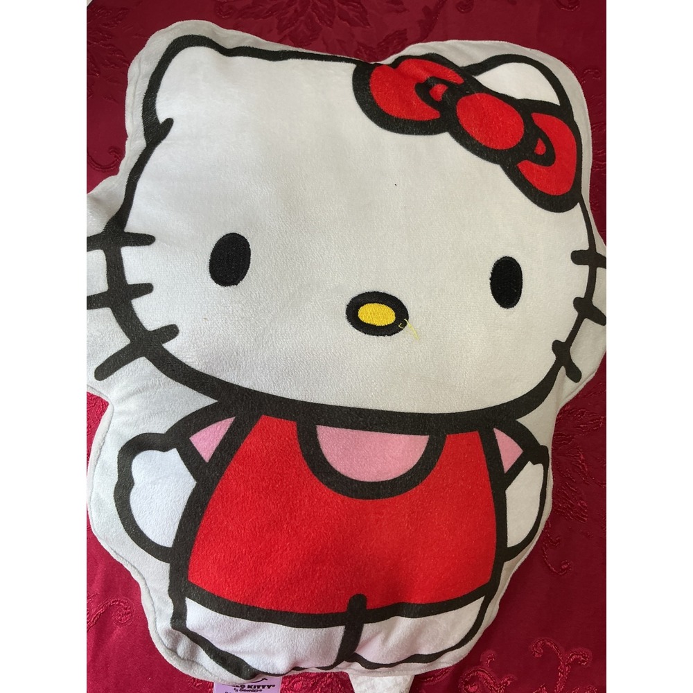 Hello Kitty Sanrio Plush Decorative Throw Pillow Red White Jay Franco 15x13
